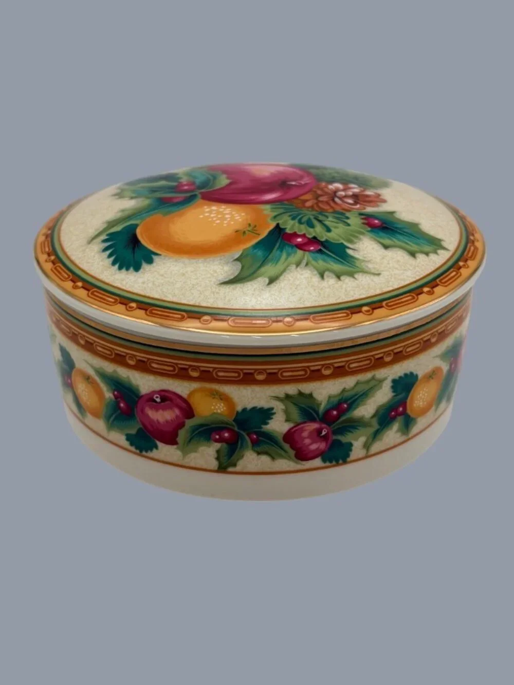 Mikasa Holiday Fruit Round Covered Trinket Box Candy Dish UT111/683 Japan 5